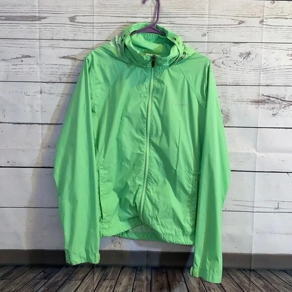 Columbia Youth Jacket Girls‎ YXL Green Nylon Zip windbreaker PAINT STAIN